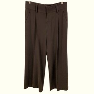 Alice + Olivia sz 6 Pleated Front Dark Brown Super Wide Leg Trousers Dress Pants